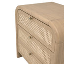 Oak Framed Cane 3-Drawer Nightstand | Living Essentials Cannes