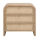 Oak Framed Cane 3-Drawer Nightstand | Living Essentials Cannes