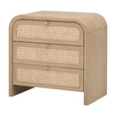 Oak Framed Cane 3-Drawer Nightstand | Living Essentials Cannes