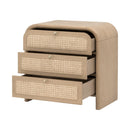 Oak Framed Cane 3-Drawer Nightstand | Living Essentials Cannes