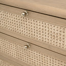 Oak Framed Cane 3-Drawer Nightstand | Living Essentials Cannes