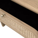Oak Framed Cane 3-Drawer Nightstand | Living Essentials Cannes