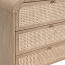 Oak Framed Cane 6-Drawer Dresser | Living Essentials Cannes