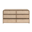 Oak Framed Cane 6-Drawer Dresser | Living Essentials Cannes