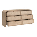 Oak Framed Cane 6-Drawer Dresser | Living Essentials Cannes