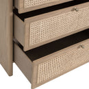Oak Framed Cane 6-Drawer Dresser | Living Essentials Cannes