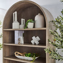 Gray Acacia Arched Bookcase | Living Essentials Morris