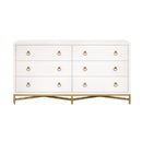 White Shagreen 6-Drawer Double Dresser | Living Essentials Strand