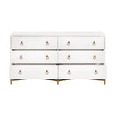 White Shagreen 6-Drawer Double Dresser | Living Essentials Strand