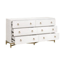 White Shagreen 6-Drawer Double Dresser | Living Essentials Strand