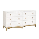 White Shagreen 6-Drawer Double Dresser | Living Essentials Strand
