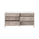 Marble Topped Acacia 6-Drawer Dresser | Living Essentials Azure