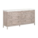 Marble Topped Acacia 6-Drawer Dresser | Living Essentials Azure
