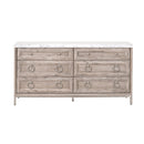 Marble Topped Acacia 6-Drawer Dresser | Living Essentials Azure