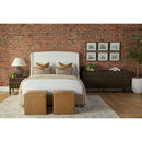 Brown Vegan Leather Cube Ottoman | Living Essentials Knox