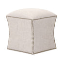 Nailhead Trimmed Linen Ottoman | Living Essentials York