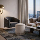 Cylindrical French Linen Ottoman | Living Essentials Marlow