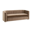 Brown Velvet Channeled-Back Sofa | Living Essentials Bronx