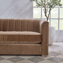 Brown Velvet Channeled-Back Sofa | Living Essentials Bronx