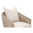Curved Oak Linen Lounge Chair | Living Essentials McGuire