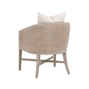 Curved Oak Linen Lounge Chair | Living Essentials McGuire