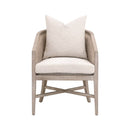 Curved Oak Linen Lounge Chair | Living Essentials McGuire