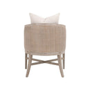 Curved Oak Linen Lounge Chair | Living Essentials McGuire