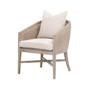 Curved Oak Linen Lounge Chair | Living Essentials McGuire