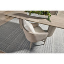Curved Oak Linen Lounge Chair | Living Essentials McGuire