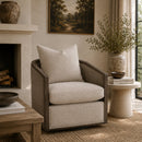 Curved Oak Swivel Club Chair | Living Essentials McGuire