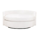 White Boucle Round Swivel Chair | Living Essentials Lourne