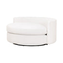 White Boucle Round Swivel Chair | Living Essentials Lourne