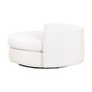 White Boucle Round Swivel Chair | Living Essentials Lourne
