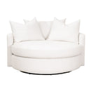 White Boucle Round Swivel Chair | Living Essentials Lourne