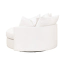 White Boucle Round Swivel Chair | Living Essentials Lourne