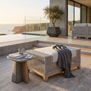 Beige Woven Rope Outdoor Ottoman | Living Essentials Tropez