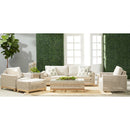 Beige Woven Rope Outdoor Ottoman | Living Essentials Tropez