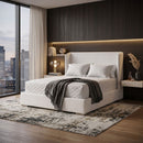 White Upholstered Queen Bed | Living Essentials Stewart