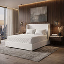 White Upholstered California King Bed | Living Essentials Stewart