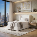 White Upholstered Twin Bed | Living Essentials Stewart