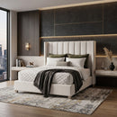 Cream Velvet California King Bed | Living Essentials Chandler