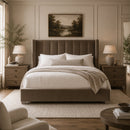 Channeled Velvet King Bed | Living Essentials Chandler