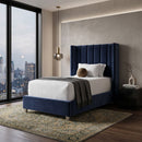Blue Velvet Twin Bed | Living Essentials Chandler