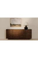 Contract furniture - Geometric-Patterned Acacia 4-Door Sideboard - www.oroatrade.com