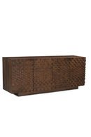 Contract furniture - Geometric-Patterned Acacia 4-Door Sideboard - www.oroatrade.com