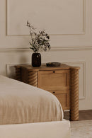 Contract furniture - Oak Turned-Leg 2-Drawer Nightstand - www.oroatrade.com