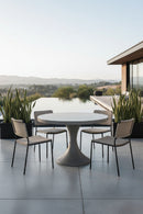Gray Pedestal Outdoor Dining Table | Novi Living Isadora | Oroa.com