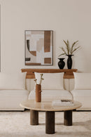 Hospitality furniture - Beige Travertine Round Coffee Table - www.oroatrade.com