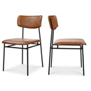 Iron-Framed Brown Leather Dining Chairs (2) | Novi Living Sailor