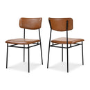 Iron-Framed Brown Leather Dining Chairs (2) | Novi Living Sailor